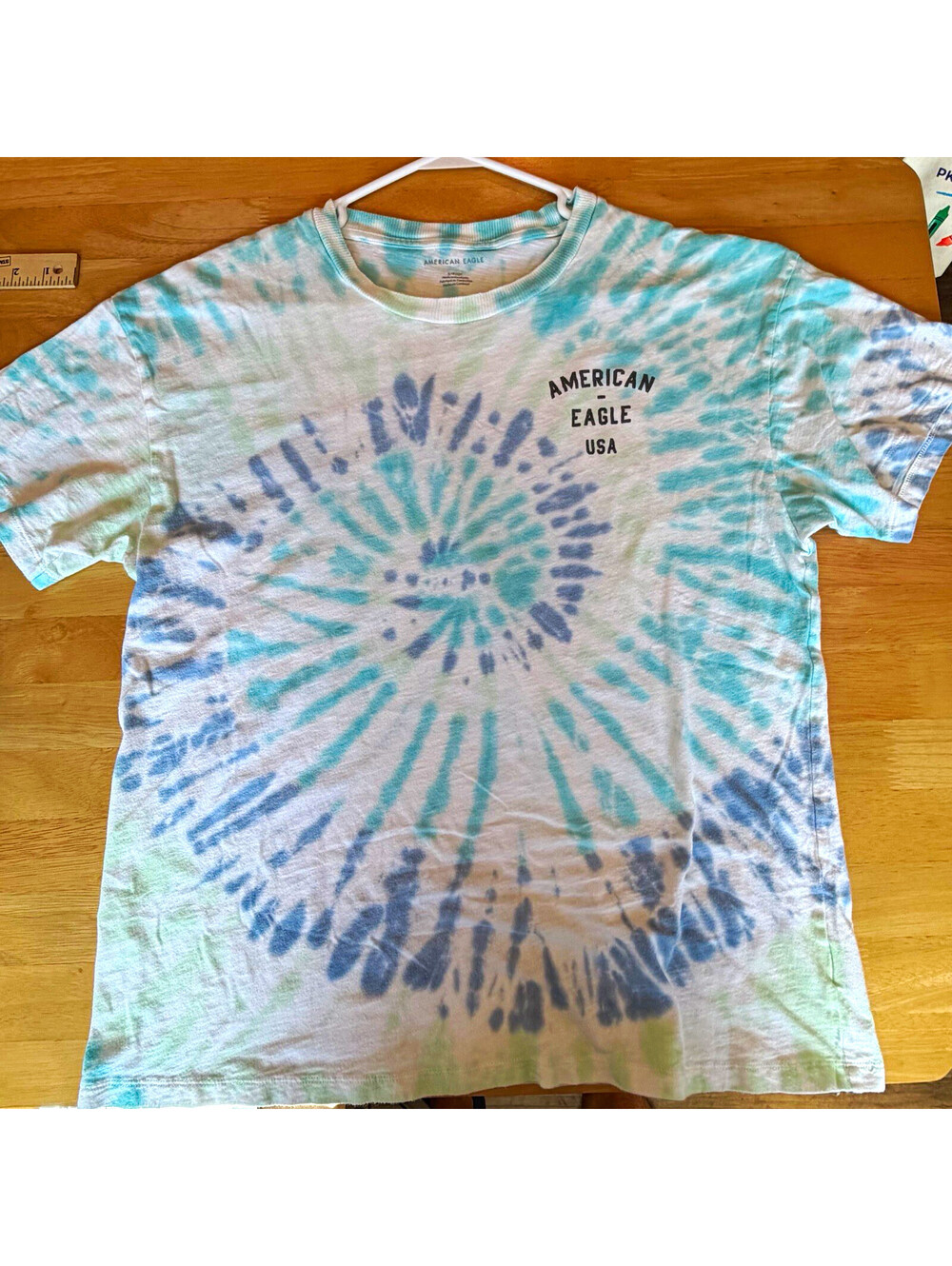 American Eagle Women S Tie-Dye Crew Neck Short Sleeve Cotton Logo Tee